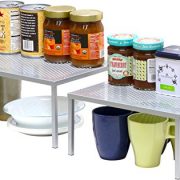 SimpleHouseware Expandable Stackable Kitchen Cabinet and Counter Shelf Organizer, Silver