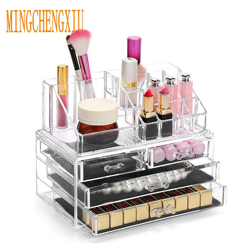 Choose Funny Acrylic Makeup Organizer Storage Box Nail Polish cosmetics Storage Container Beautician Cosmetic Cases Organizer