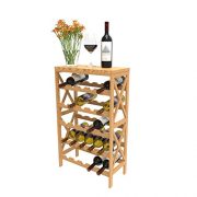 Rustic Wine Rack-Space Saving Free Standing Wine Bottle Holder for Kitchen, Bar, Dining or Living Rooms- Classic Storage Shelf by Lavish Home