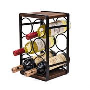 Soduku Rustic Wood Countertop Wine Rack 6 Bottles No Need Assembly