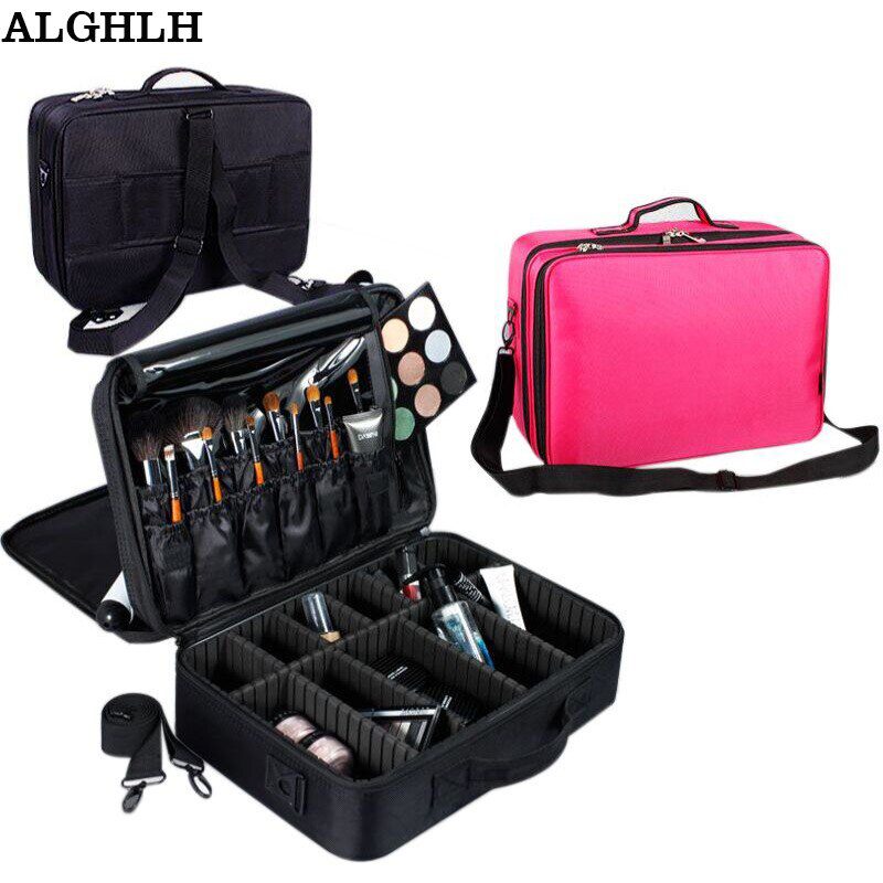 ALGHLH Brand Upgrade Adjustable Women Professional Makeup Bag Travel Waterproof Organizer Tattoo Nail Art Tool Storage Box