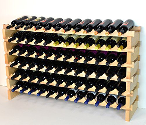 Modular Wine Rack Beachwood 48-144 Bottle Capacity 12 Bottles Across up to 12 Rows Newest Improved Model (72 Bottles - 6 Rows)