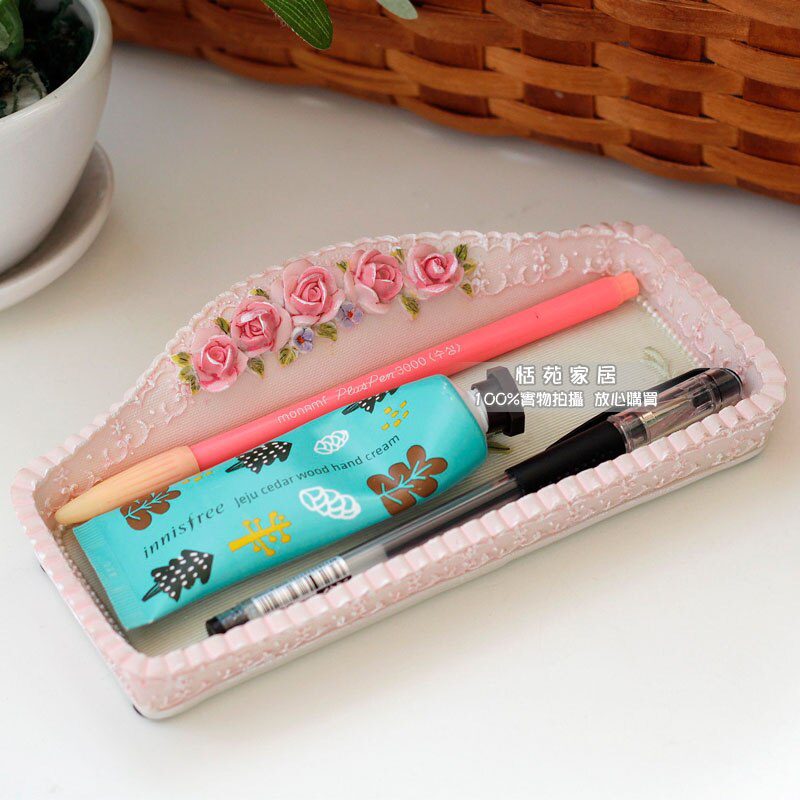 Ilya Pastoral Cosmetics Pen Tray Flapless Desktop Storage Box Creative Key Storage Box Hand-painted Light Colors Free Shipping