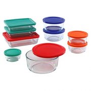 Pyrex Simply Store Glass Rectangular and Round Food Container Set (18-Piece, BPA-free)