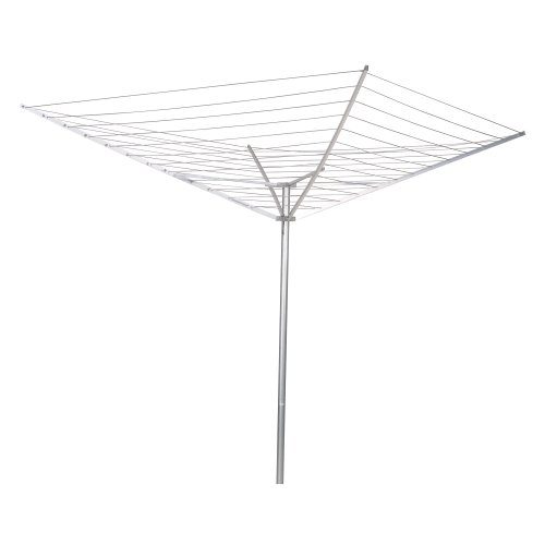 Household Essentials 17120-1 Rotary Outdoor Umbrella Drying Rack | Aluminum Arms and Steel Post | 12-Lines with 165 ft. Clothesline