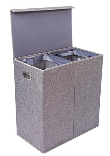 BirdRock Home Double Laundry Hamper with Lid and Removable Liners