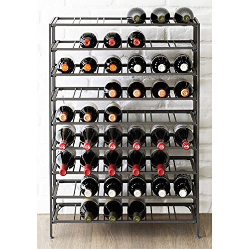 54 Bottle Connoisseurs Deluxe Large Foldable Gray Metal Wine Rack Cellar Storage Organizer Display Stand