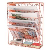 New Superbpag Hanging File Organizer, 6 Tier Wall Mount Document Letter Tray File Organizer, Rose Gold