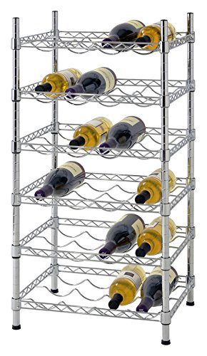 Muscle Rack WBS181435 24-Bottle Chrome Wine Rack, 18" by 14" by 35", 35" Height, 18" Width, 660 lb. Load Capacity