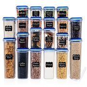 LARGEST Set of 40 Pc Food Storage Containers (20 Container Set) Shazo Airtight Dry Food Space saver w/Innovative Dual Utility Interchangeable Lid, FREE 27 Chalkboard Labels + Marker - One Lid Fits All