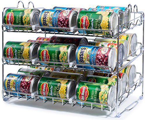 Stackable Can Rack Organizer, Storage for 36 cans - Great for the Pantry Shelf, Kitchen Cabinet or Counter-top. Stack Another Set on Top to Double Your Storage Capacity. (Chrome Finish)