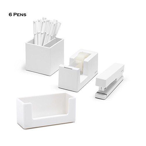Poppin 10 Piece Set Fresh Start Desk Collection (White)