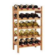 HOMECHO 20 Bamboo Wine Display Bottles Storage Rack Free Standing with 5-Tier Shelf Wobble-Free Natural Color HMC-BA-002
