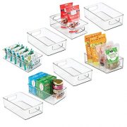 mDesign Plastic Kitchen Pantry Cabinet, Refrigerator or Freezer Food Storage Bins with Handles - Organizer for Fruit, Yogurt, Snacks, Pasta - Food Safe, BPA Free, 6" Wide, 8 Pack - Clear