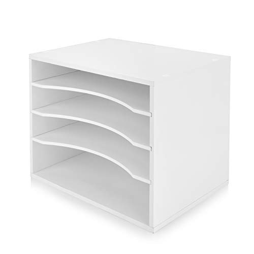 Julie-Home Wood Desktop Organizer Letter Tray File Mail Sorter,White