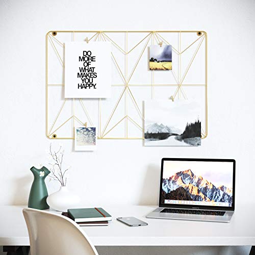 Cevillo Stylish Wire Metal Wall Grid Panel – Perfect as Photo Frame, Office Organization – Gold Multi-Functional Wall Storage Display (Gold | Rectangle)