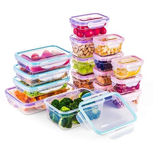 [16 Pack] Food Storage Containers with Lids, Plastic Food Containers with Lids, Airtight Storage Container Sets for Healthy Diet, Vegetables, Snack & Fruit (Small&Large Size), BPA Free & Leakproof