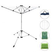 Drynatural Foldable Umbrella Drying Rack Clothes Dryer for Laundry 4 Arm 28 Lines Aluminum 65ft. for Indoor Outdoor