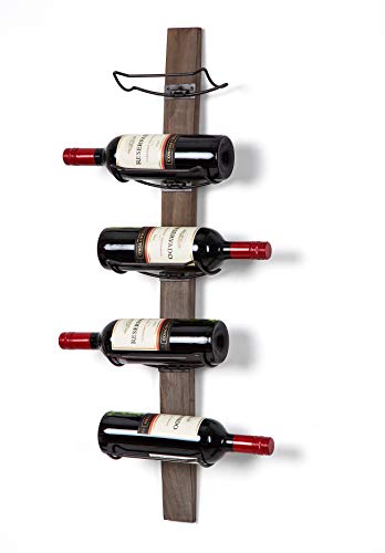 SODUKU Wall Mounted Wine Rack - Wine Bottle Holder Towel Rack, 5 Wine Bottle Rack Holder Shelf Rustic Wood Wall Wine Rack (Brown)