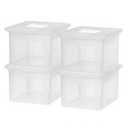 IRIS USA, Inc. FB-21EE Letter and Legal Size File Box, Medium, Clear, 4 Pack
