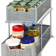 Simple Houseware 2 Tier Sliding Cabinet Basket Organizer Drawer, Silver