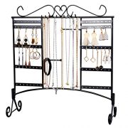 Jewelry Organizer Earring Holder Jewelry Display Necklace Large Capacity with Removable Foot Bracelets Holder Wall Stand Rack (Black)