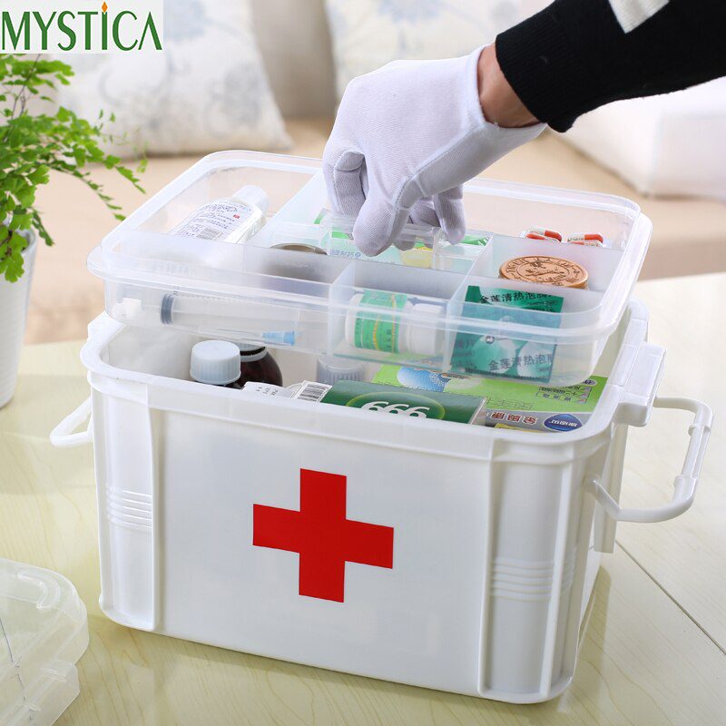 1PCS Multi-layered Large Family First Aid Kit Box Medicine Medical Storage Box Medical Plastic Drug Gathering Organizer Boxes