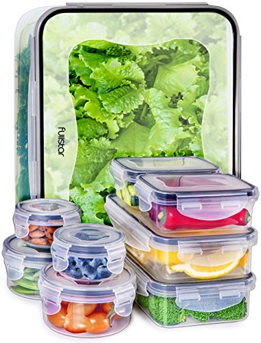 Fullstar Food Storage Containers with Lids - Plastic Food Containers with Lids - Airtight Leak Proof Easy Snap Lock and BPA Free Clear Plastic Containers with Lids for Kitchen Use (18 Piece Set)