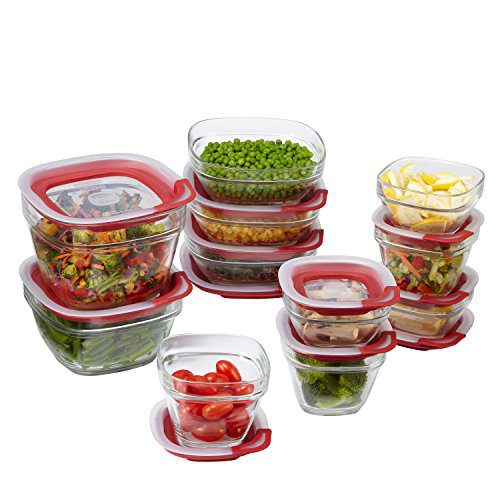 Rubbermaid Easy Find Lids Glass Food Storage Containers, Racer Red, 22-Piece Set 1865887