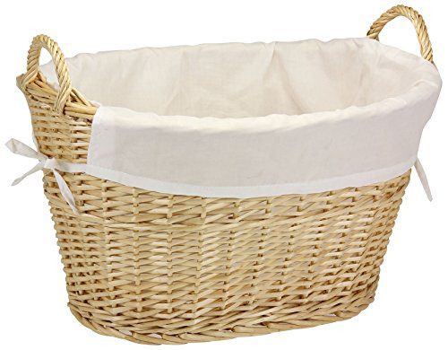Household Essentials ML-5569 Willow Wicker Laundry Basket with Handles and Liner | Natural Brown