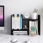 Jerry & Maggie - Desktop Organizer Office Storage Rack Adjustable Wood Display Shelf - Free Style Double H Display - True Natural Stand Shelf - Black