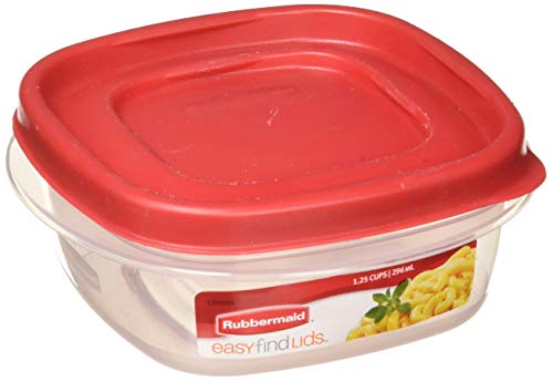 Rubbermaid 714270018701 Easy Find Lid Square 5-Cup Food Storage Container (Pack of 6), Red