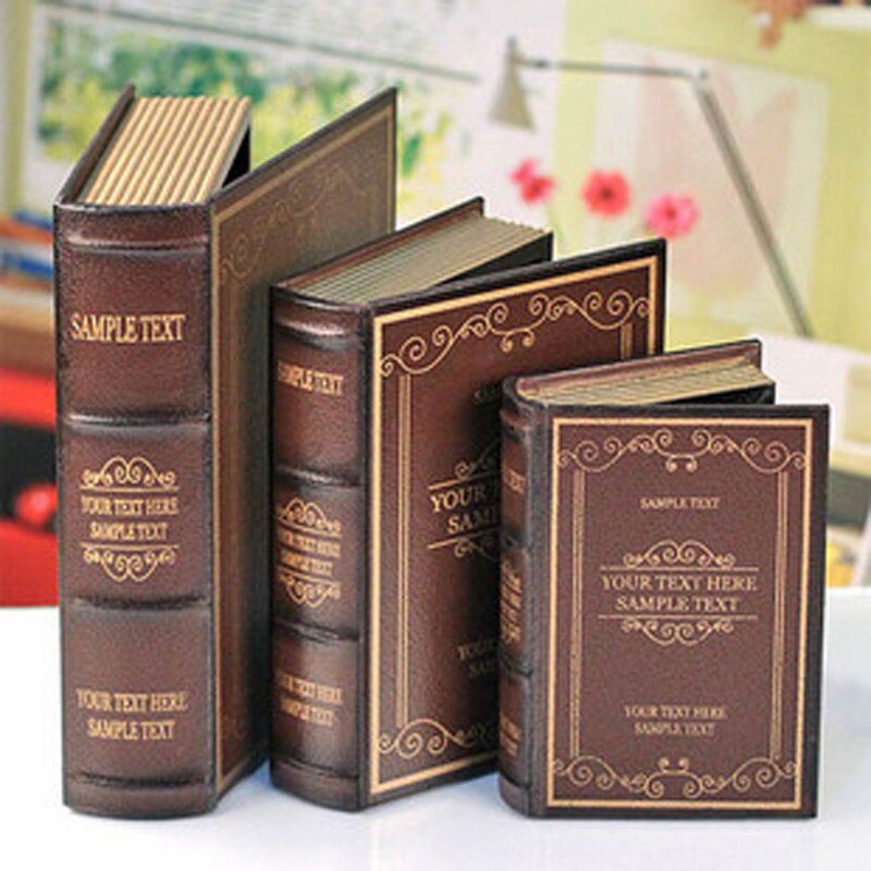 Set of 3 Vintage Wooden Decorative Book Storage Boxes