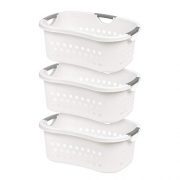IRIS USA, Inc. HLB-1 Comfort Carry Laundry Basket, White, 3 Pack