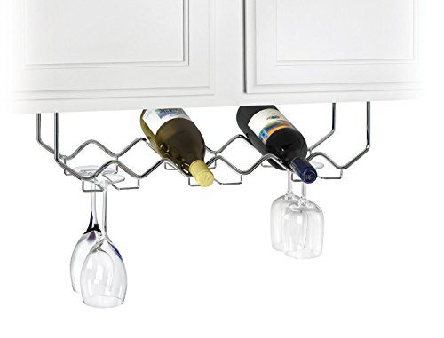 Useful. UH-GB186 Under Cabinet Stemware Holder and Wine Rack - Holds 6 Bottles/6 Stems - Chrome
