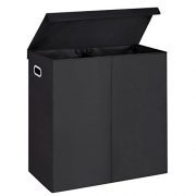 MaidMAX Double Laundry Hamper with Magnetic Lid, 2 Removable Liners and Dual Handles, Black