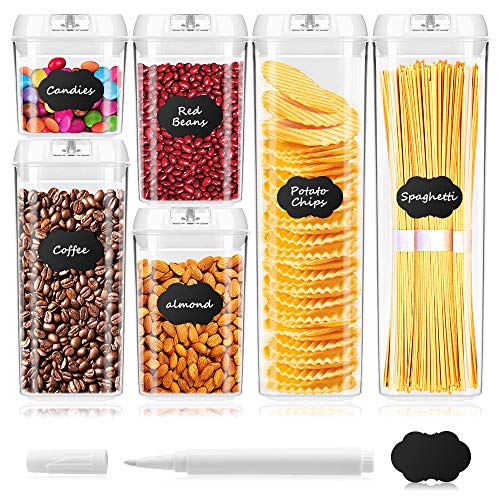 BAYKA Food Storage Containers with Lids, 6 Pieces Set Airtight Food Containers with Chalkboard Labels, Interchangeable Lock Design & Heavy Duty BPA Free Plastic