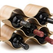 BREVER 6 Bottle Wooden Wave Wine Rack | Freestanding for Table, Bar or Counter |Modern Minimalist Design |Easy Assembly | Sweet and Dry Wines |for Small Home Wet Bar