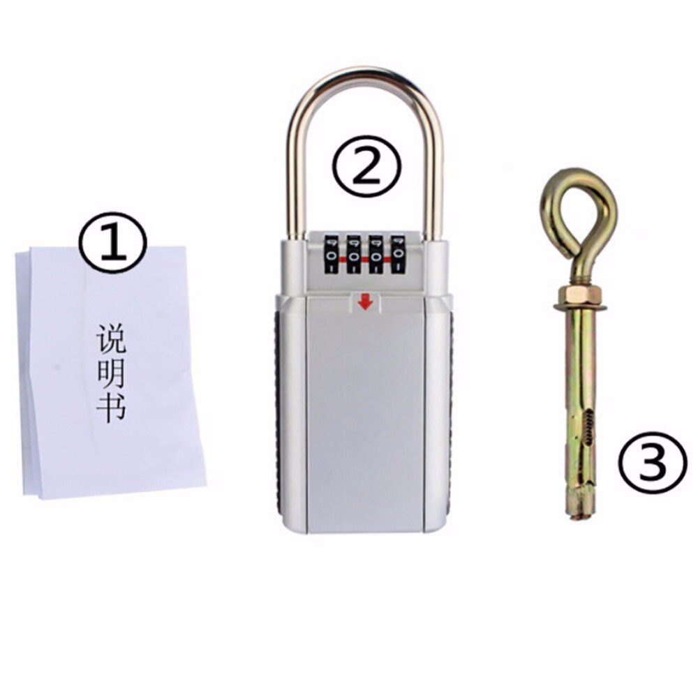 Key Storage Box Organizer Zinc Alloy Rust free Safe with 4 Digit Combination Password Hook Keyed Locks Secret Security Padlock