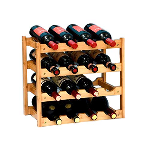 Riipoo 8-Bottle Wine Rack, 2-Tier Nature Bamboo Wine Display Rack, Free Standing and Countertop Stackable Wine Storage Shelf (16-Bottle)