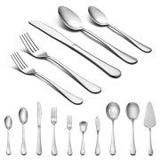 45-Piece Silverware Set with Serving Pieces, LIANYU Stainless Steel Cutlery Flatware Set Service for 8, Mirror Finish, Dishwasher Safe