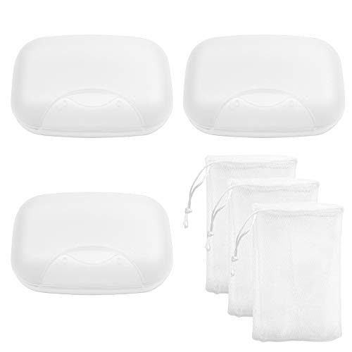 Awpeye 3 Pack Travel Soap Case with Foaming Net