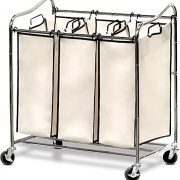 Simple Houseware Heavy-Duty 3-Bag Laundry Sorter Cart, Chrome