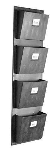 Linon AHW-M1240-1 4 Slot Hanging Metal Mailbox, 14.5" W x 4" D x 46" H, Gray