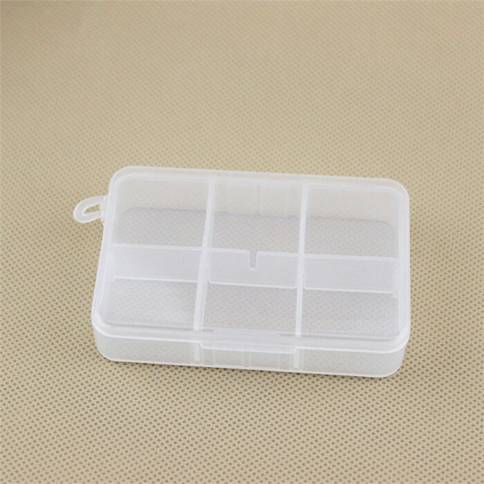 Glossy Rectangle Shape 6 Compartment Storage Box with Removable Divider Plastic 6 Lattices Sundries Storage Box Jewelry Box Bins