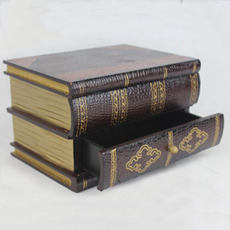 Home Antique Wooden Book Decorative Storage Box