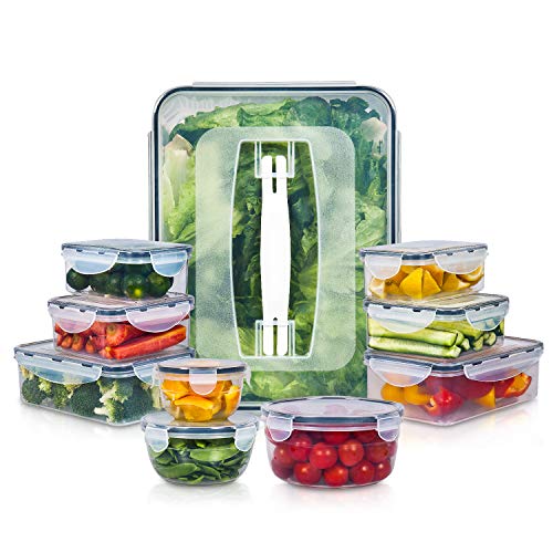 10 Pack Food Storage Containers for Food Preparation, Lunch and Leftovers, Vtopmart BPA Free Airtight Plastic Kitchen Food Storage Containers with Easy Lock Lids, Microwave,Freezer and Dishwasher Safe