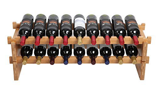 Finnhomy 18-Bottle Stackable Natural Bamboo Wine Display and Storage Rack