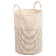 OrganiHaus Cotton Rope Basket | 13” x 18" Tall Blanket Storage Basket with Long Handles | Decorative Hamper Basket | Soft Toy Storage Bin | Perfect as Laundry or Clothes Hamper