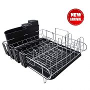 Tahlegy Professional Dish Drying Rack, Above Counter Large Capacity Dish Drying Rack for Kitchen with Antimicrobial Draining Board